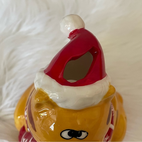 Ceramic Cat With Scarf And Santa Hat Votive Tea light Candle Holder 6” Tall - Picture 3 of 8